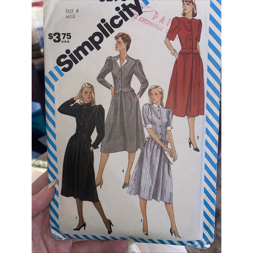 Vintage 1983 Simplicity Dress Sewing Pattern 6298 Uncut Size 6 Misses Suit